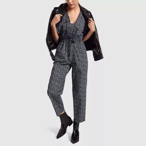 La Vie by Rebecca Taylor Chinon Floral Jumpsuit in Midnight Navy Size Large Rebe